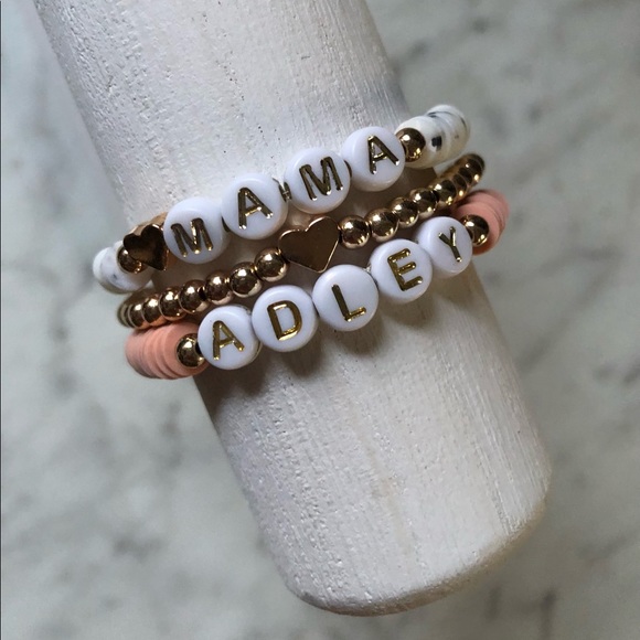 Personalized custom beaded bracelet/ heishi 6mm clay beads - Picture 5 of 16